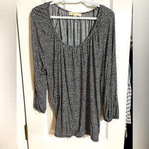 Michael Kors Viscose White Black Dots Peasant Blouse Top